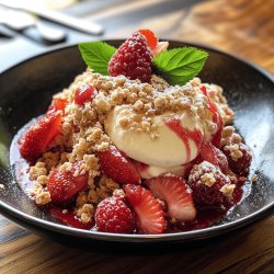 Crumble aux fraises et framboises