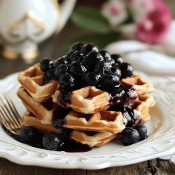 Blueberry Waffles with Blueberry Sauce