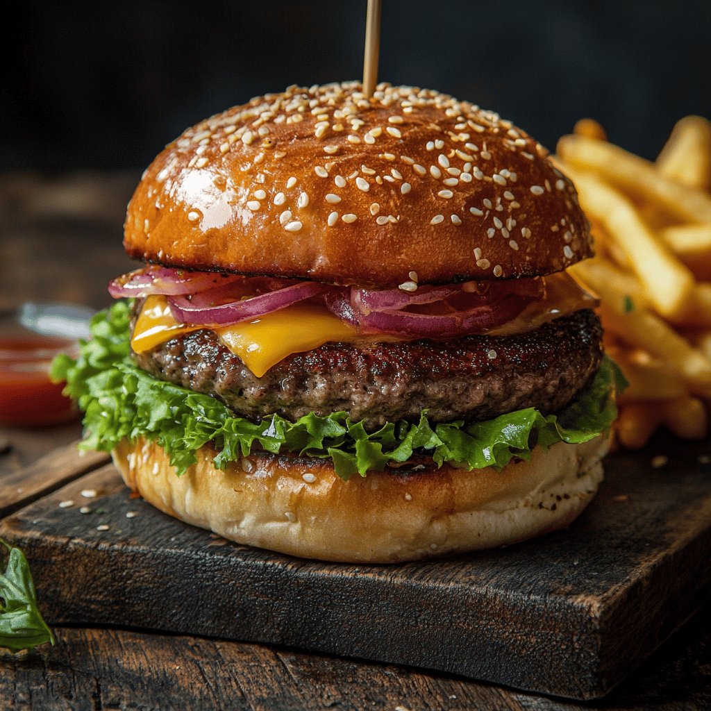 Homemade Burger and Fries