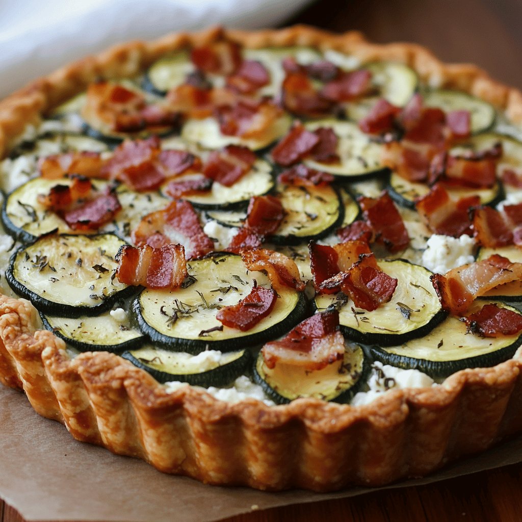 Tarte courgettes, chèvre et lardons