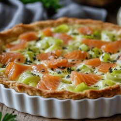 Tarte aux poireaux et saumon fumé