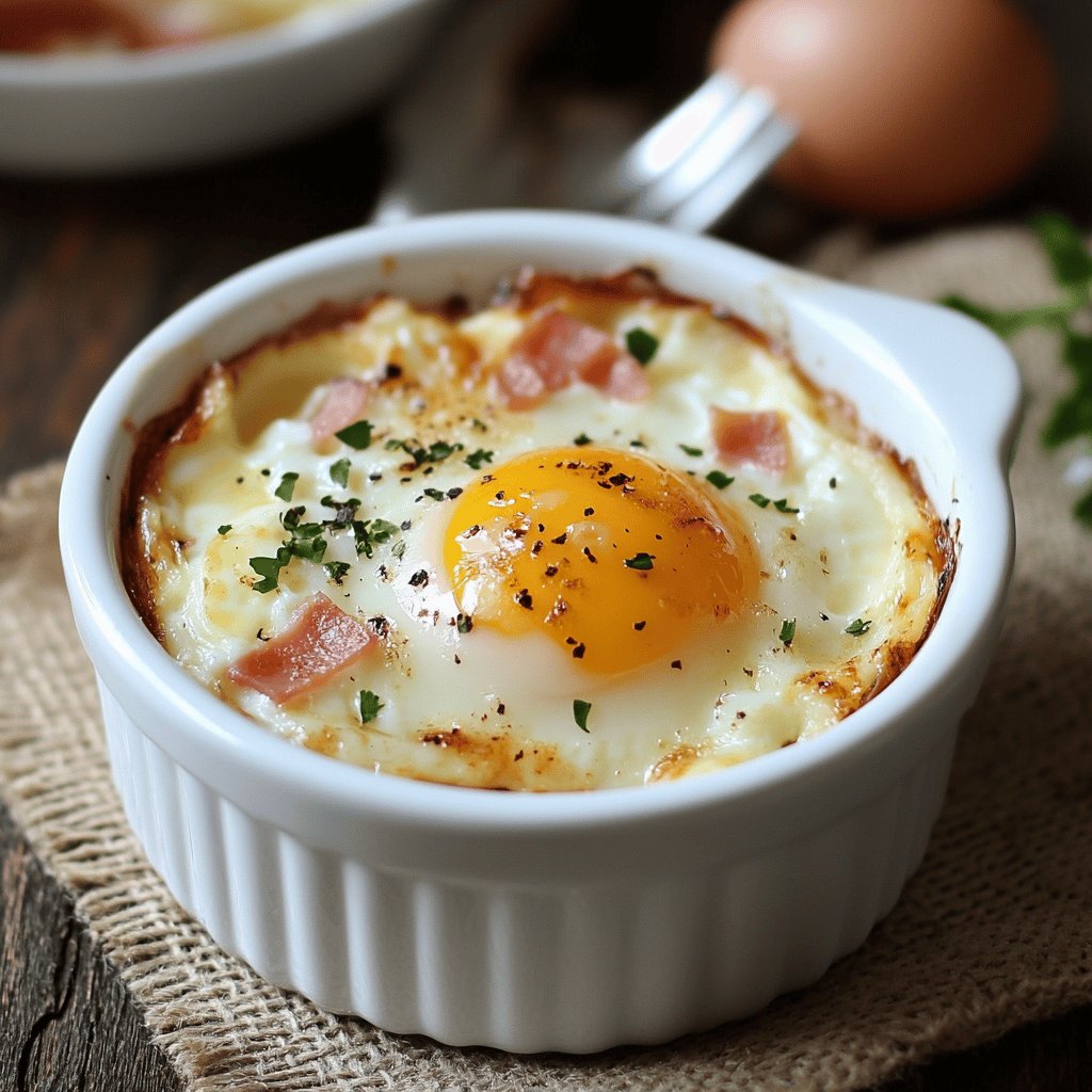 Oeufs cocotte au jambon au micro-ondes