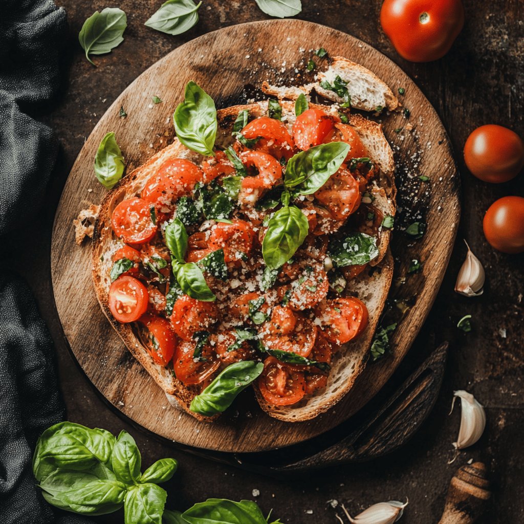 Bruschetta aux tomates et basilic