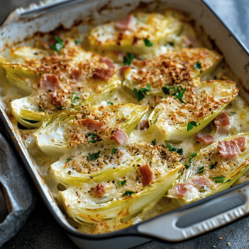 Gratin d'endives au jambon