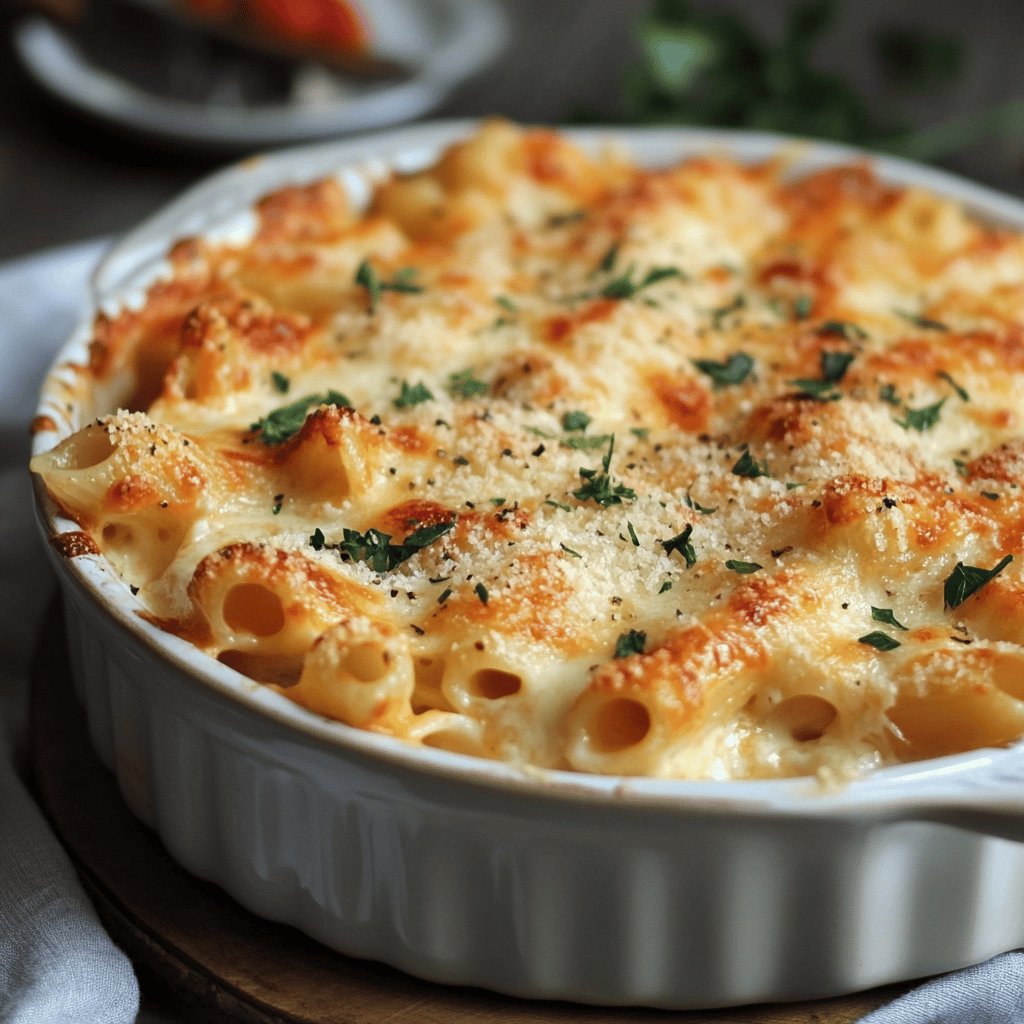 Gratin de pâtes à la mozzarella