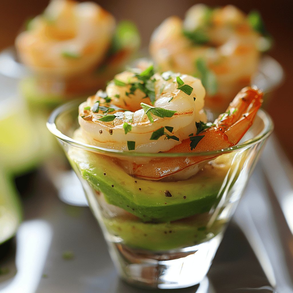 Verrines d'avocats et crevettes