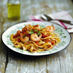 Tagliatelles aux crevettes et ail