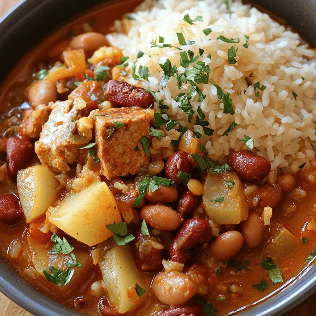 Portuguese Chourico and Beans Rice