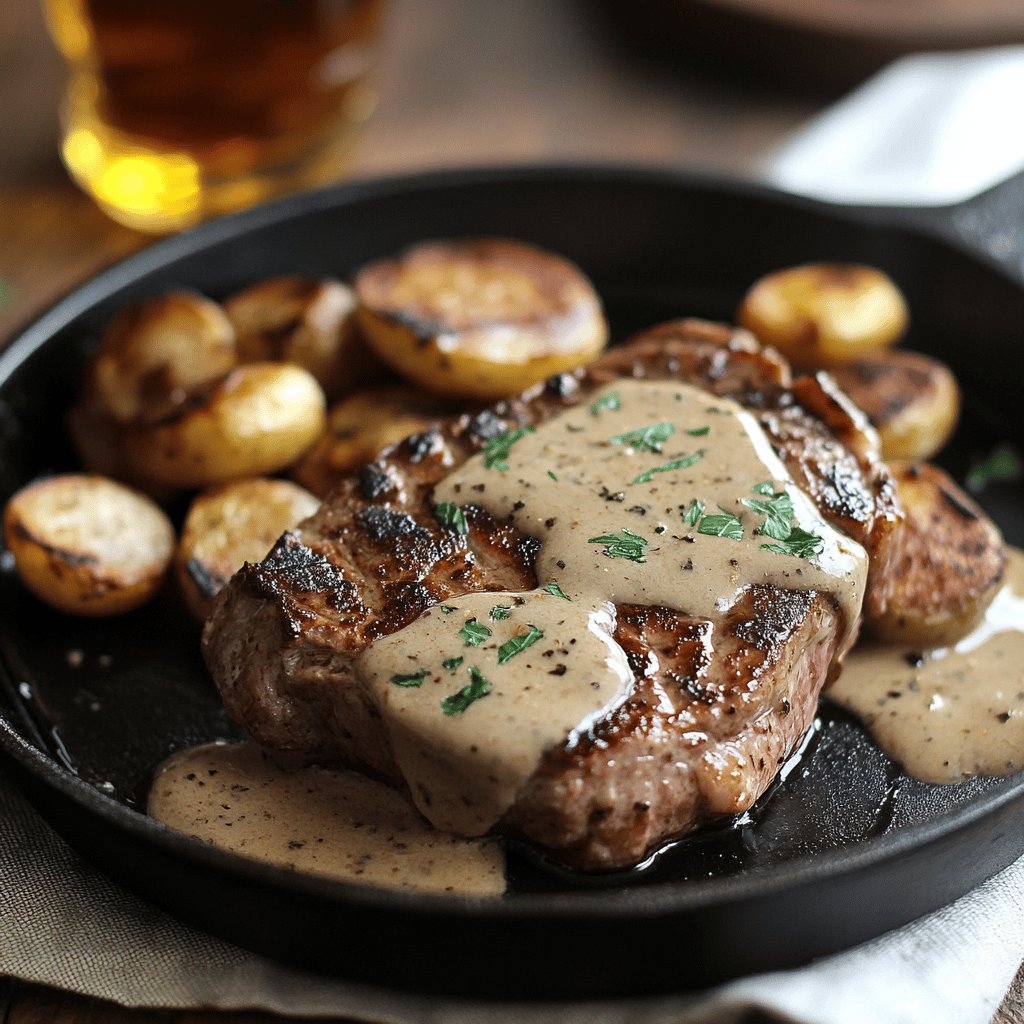 Irish Steaks with Whiskey Sauce