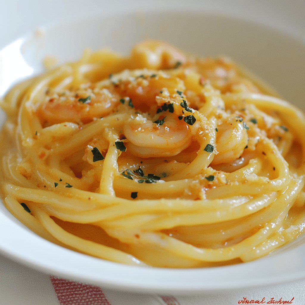 Linguine con Gamberetti e Zafferano