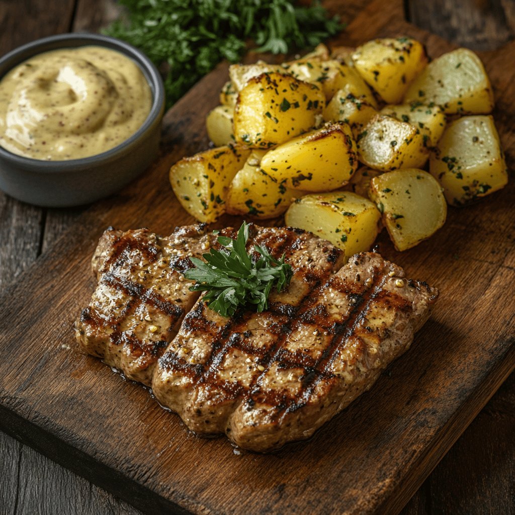 Paillard con patate e maionese al cumino