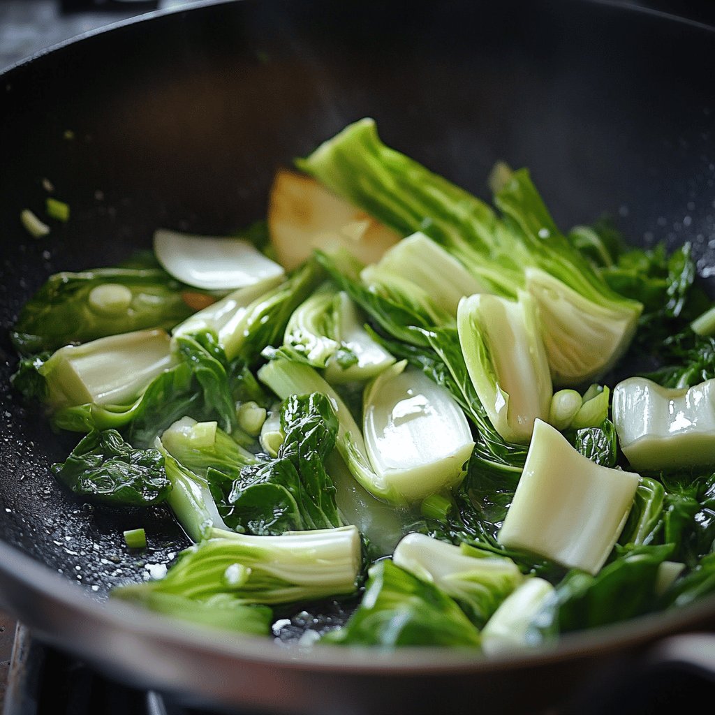 Pak Choi in Wok