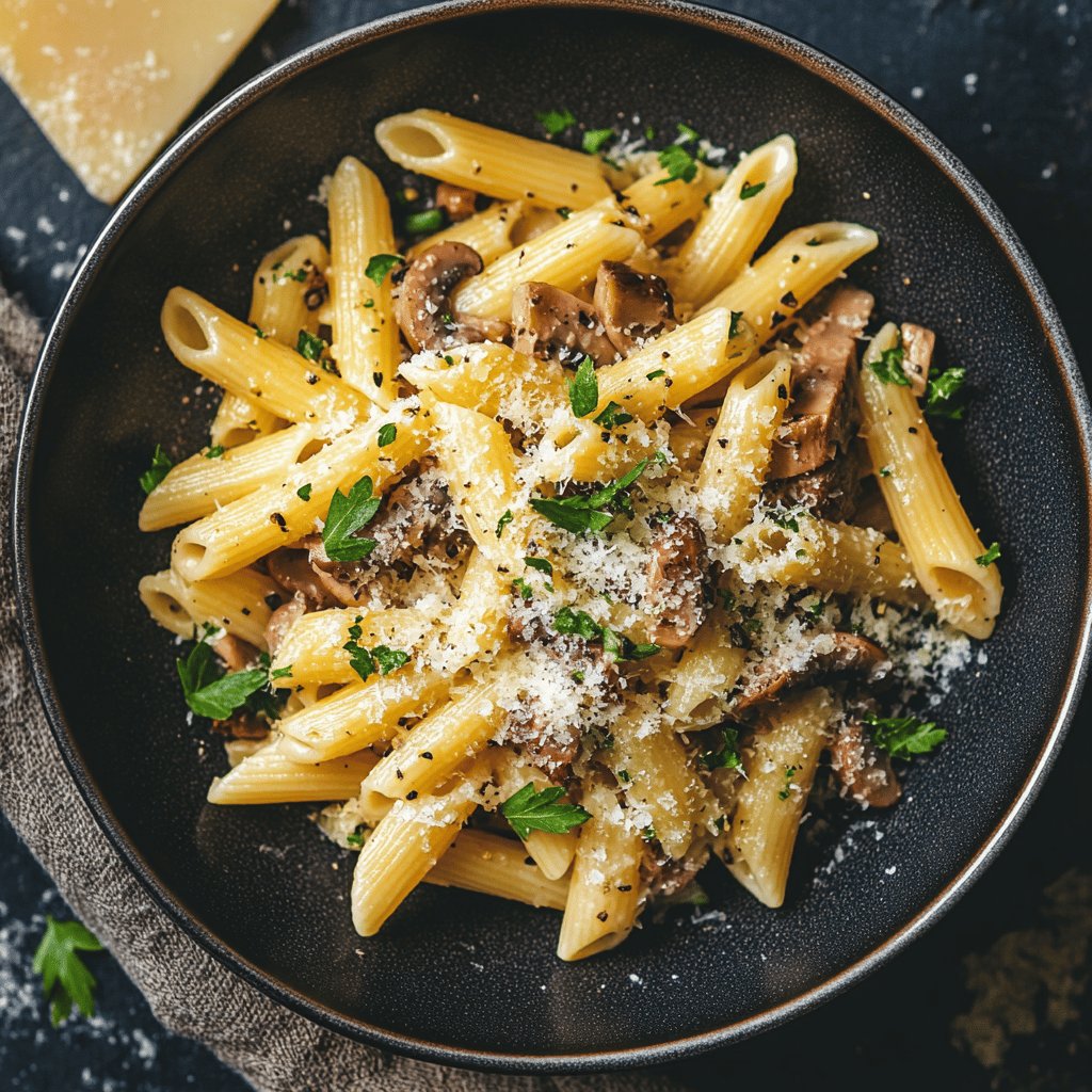 Pasta funghi e speck