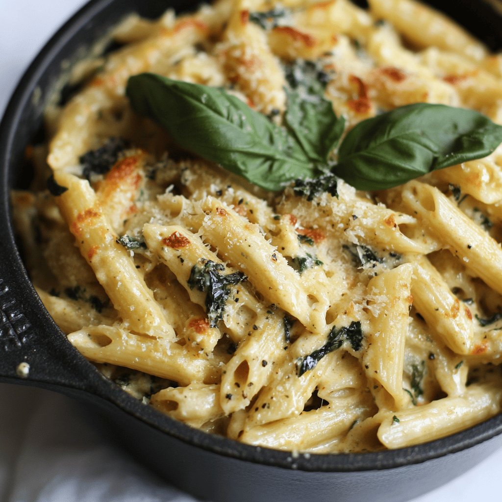 Penne Cremose con Funghi e Pancetta