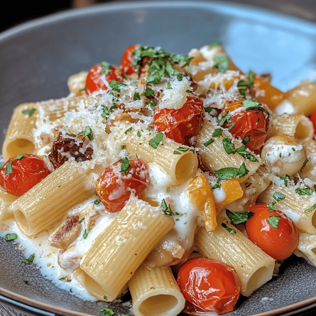 Pasta con pomodorini e stracchino