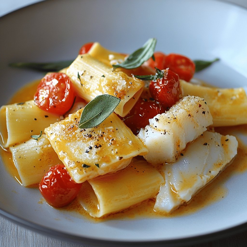 Paccheri con Pomodorini e Baccalà