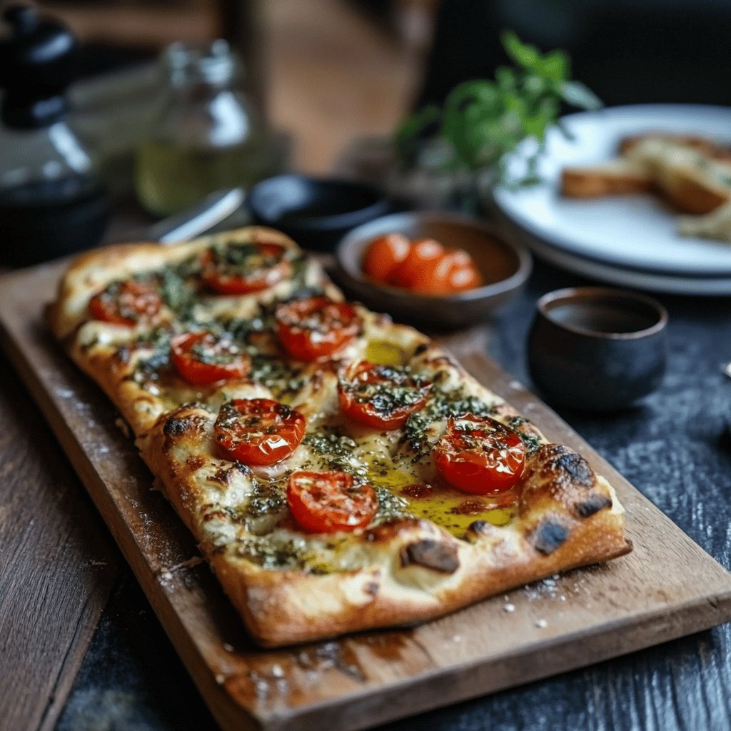 Focaccia con pomodorini e origano