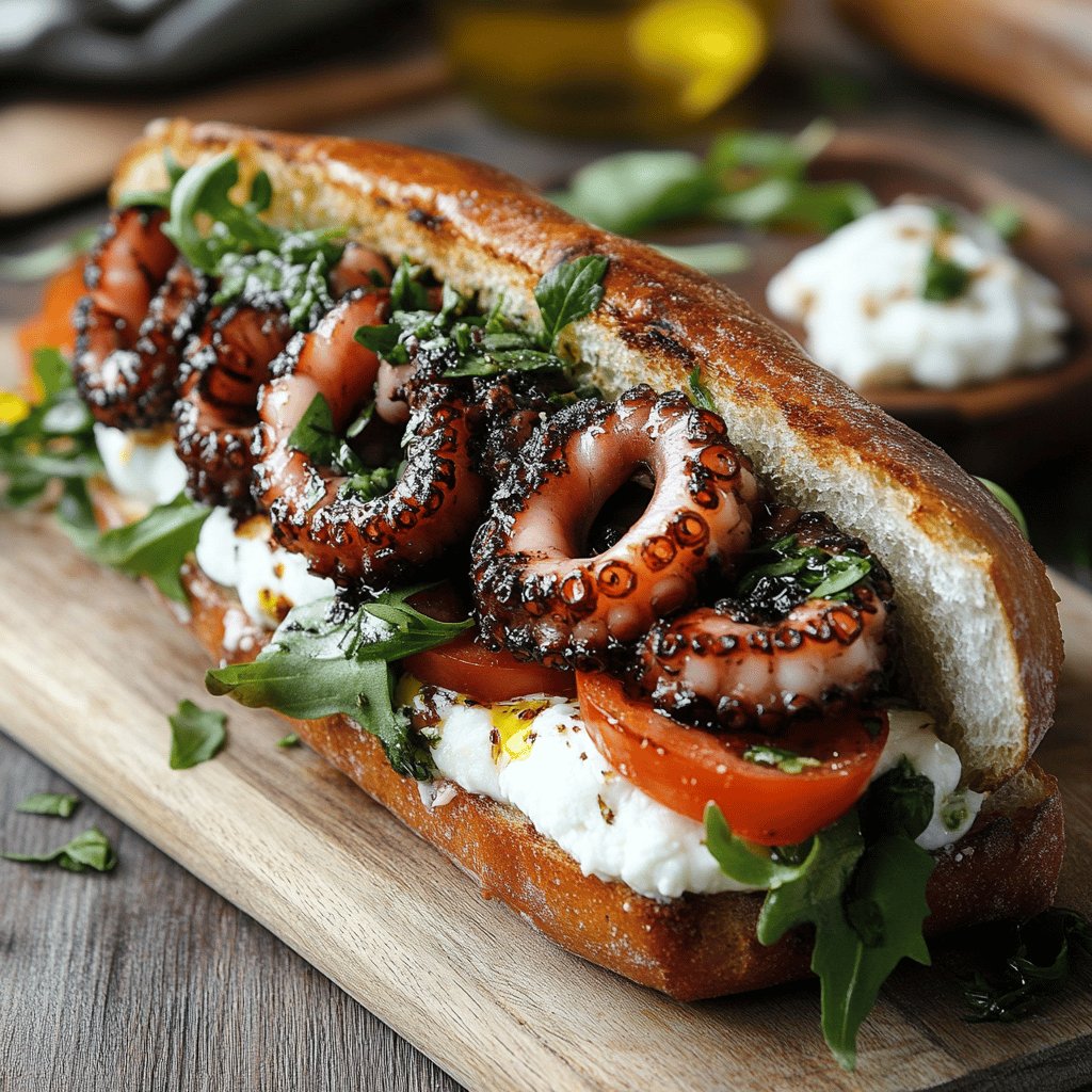 Panino con Polpo e Burrata