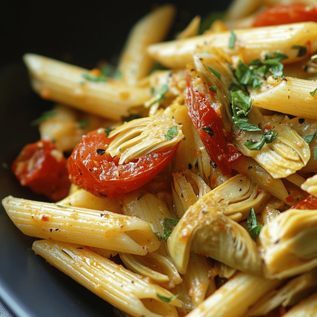 Penne ai carciofi e pomodoro