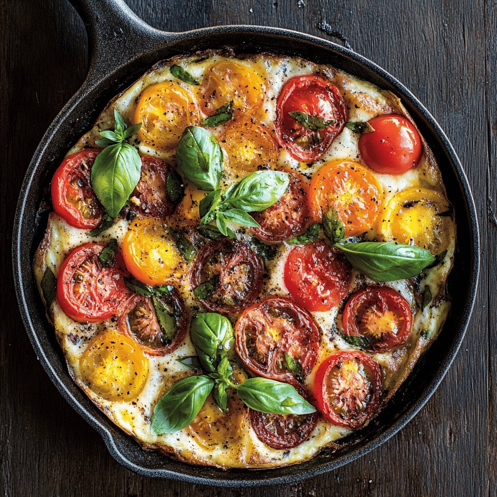 Frittata con Pomodori e Basilico