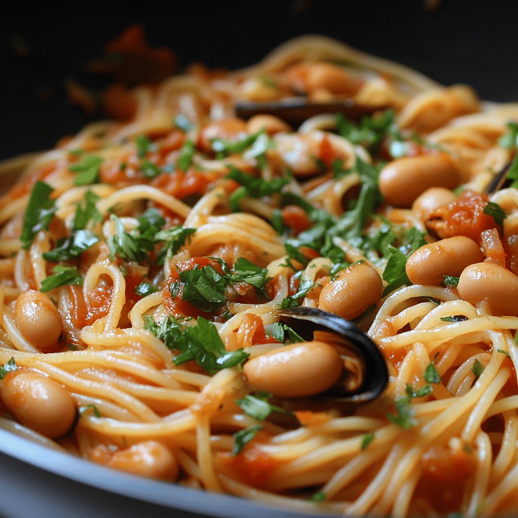 Spaghetti con Fagioli e Cozze