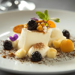 Dessert di panna e ricotta