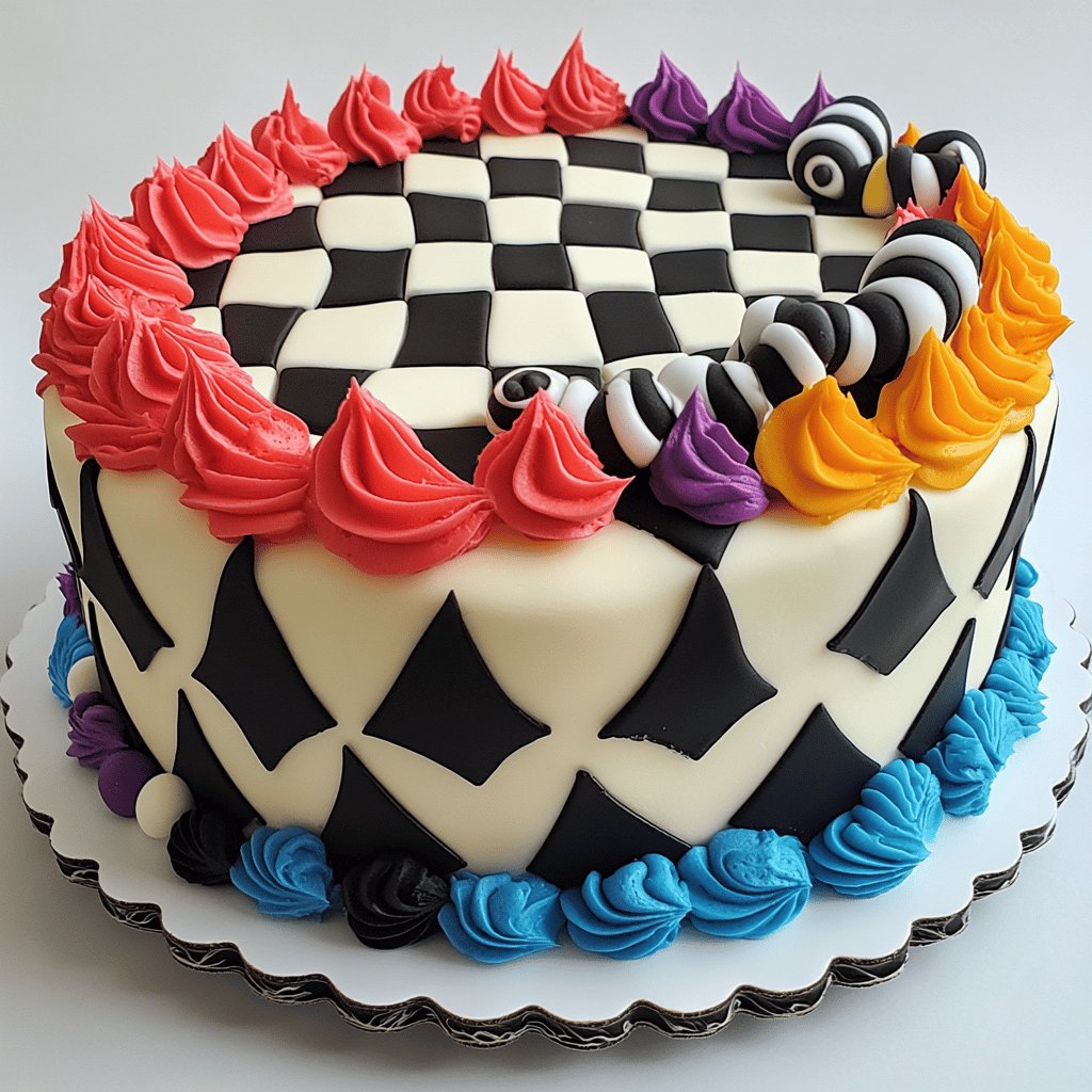 Torta a Scacchi Decorata