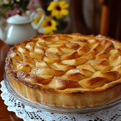 Torta invertida de manzana con aceite