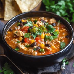 Caldo de pollo con arroz mexicano