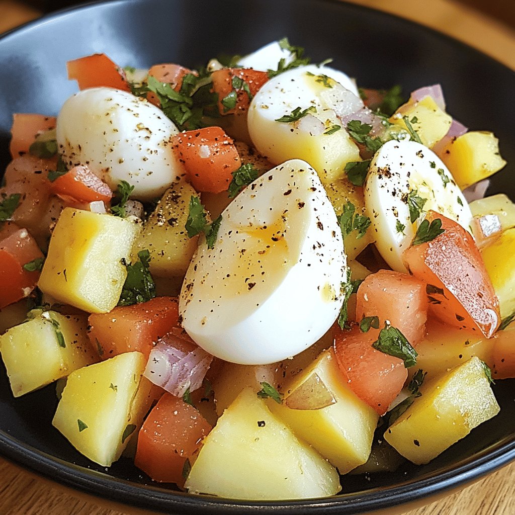 Ensalada de patata, atún y huevo