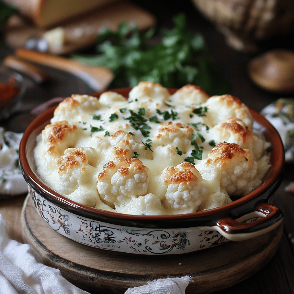 Coliflor lampreada con queso