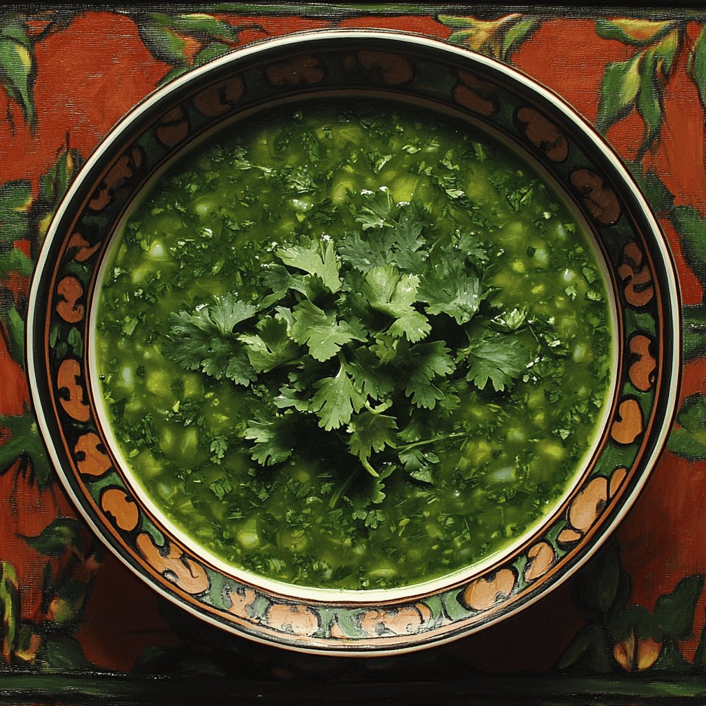 Sopa de plátano verde y cilantro