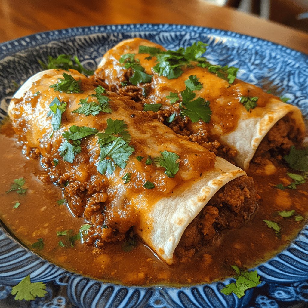 Burritos mexicanos de carne picada