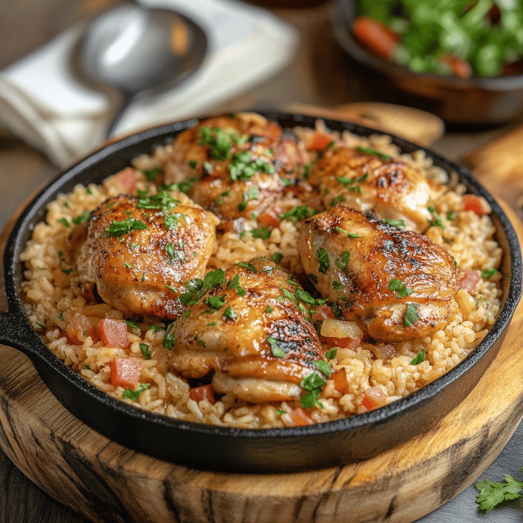 Pollo broaster con arroz