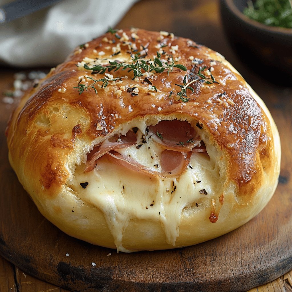 Pan relleno de jamón y queso