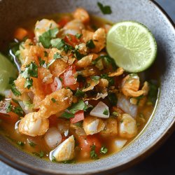 Ceviche con chicharrón de pota