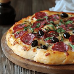 Pizza con salame - Receta FÁCIL