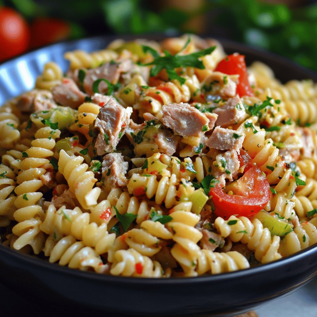 Ensalada de pasta fría con atún