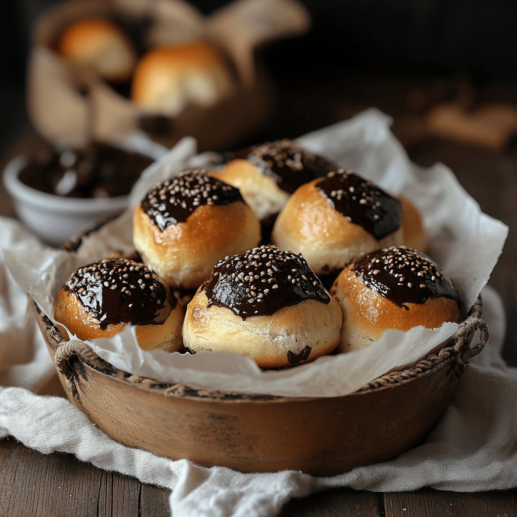 Rollitos de pan de molde rellenos de chocolate