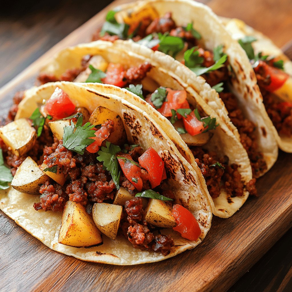 Receta de Tacos de papa con chorizo