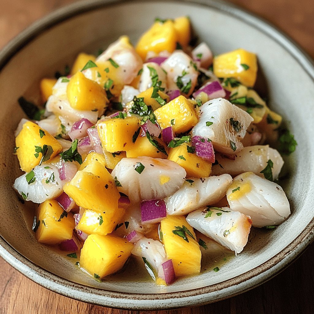 Ceviche de pescado con mango