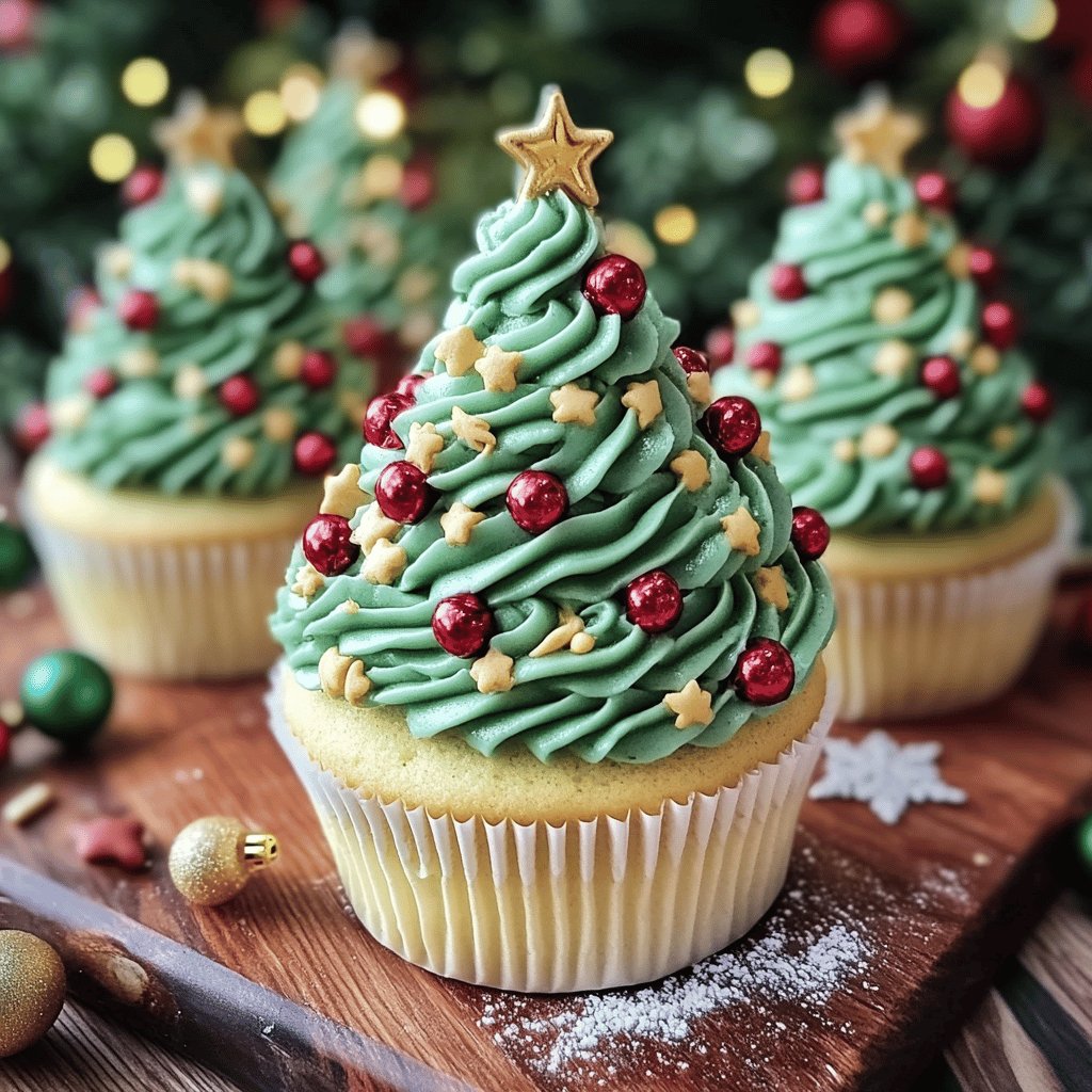 Receta de Cupcakes de árbol de Navidad