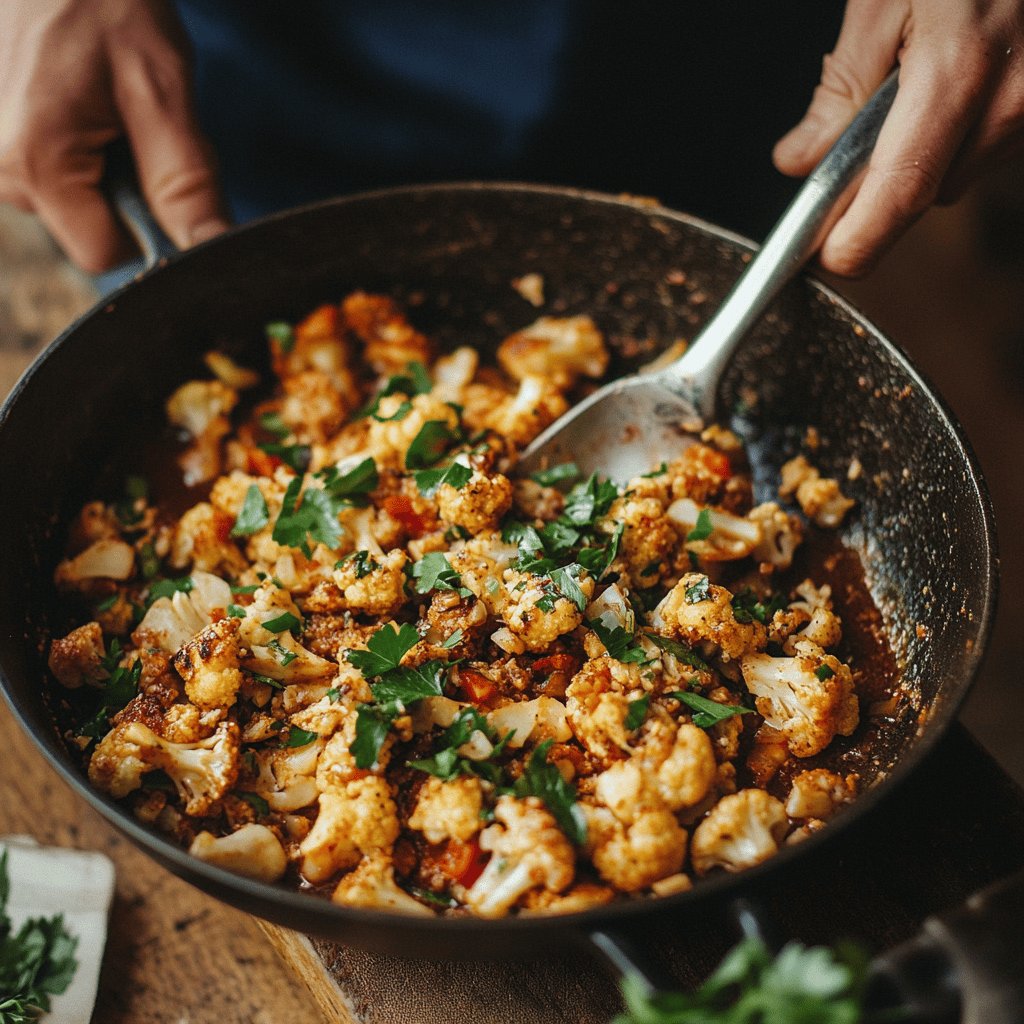 Coliflor con ajo y pimentón