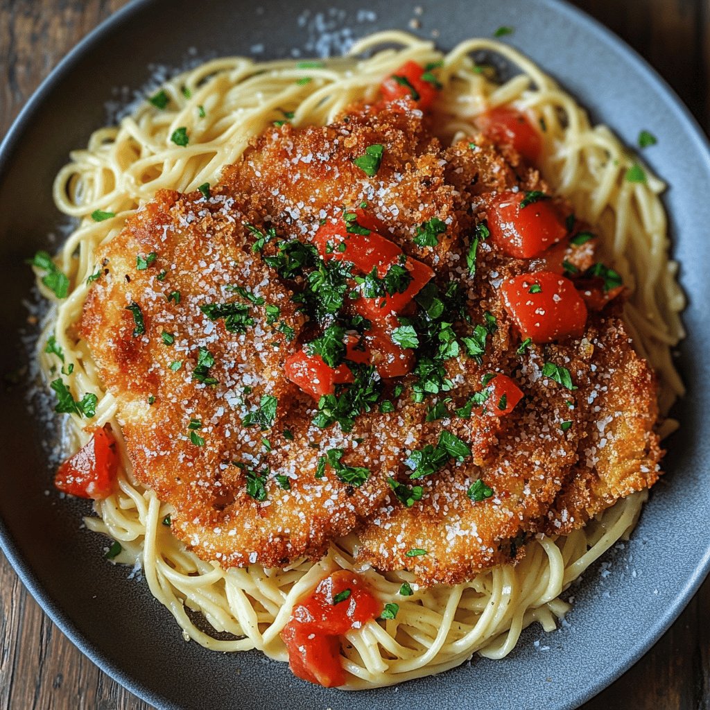 Milanesa con fideos