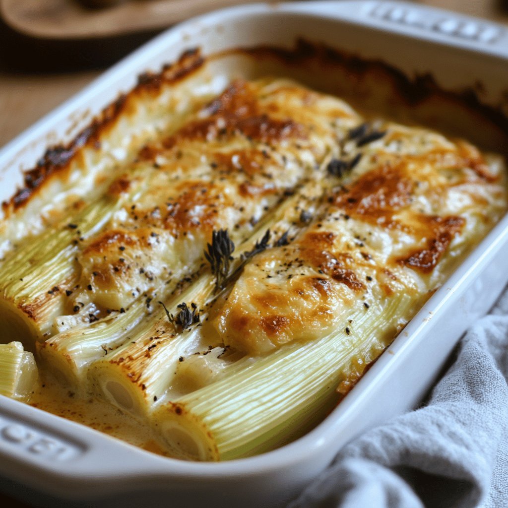 Puerros gratinados al horno