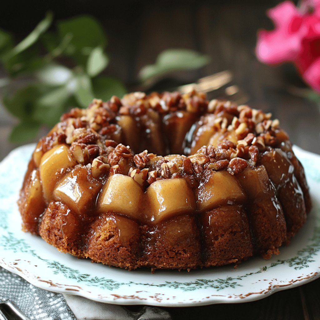 Torta invertida de manzana con harina integral