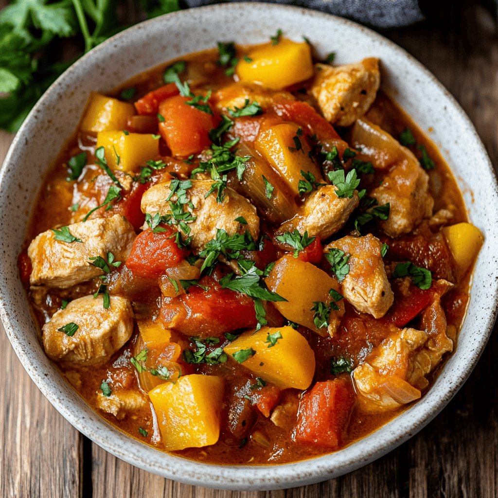 Goulash de pollo con verduras