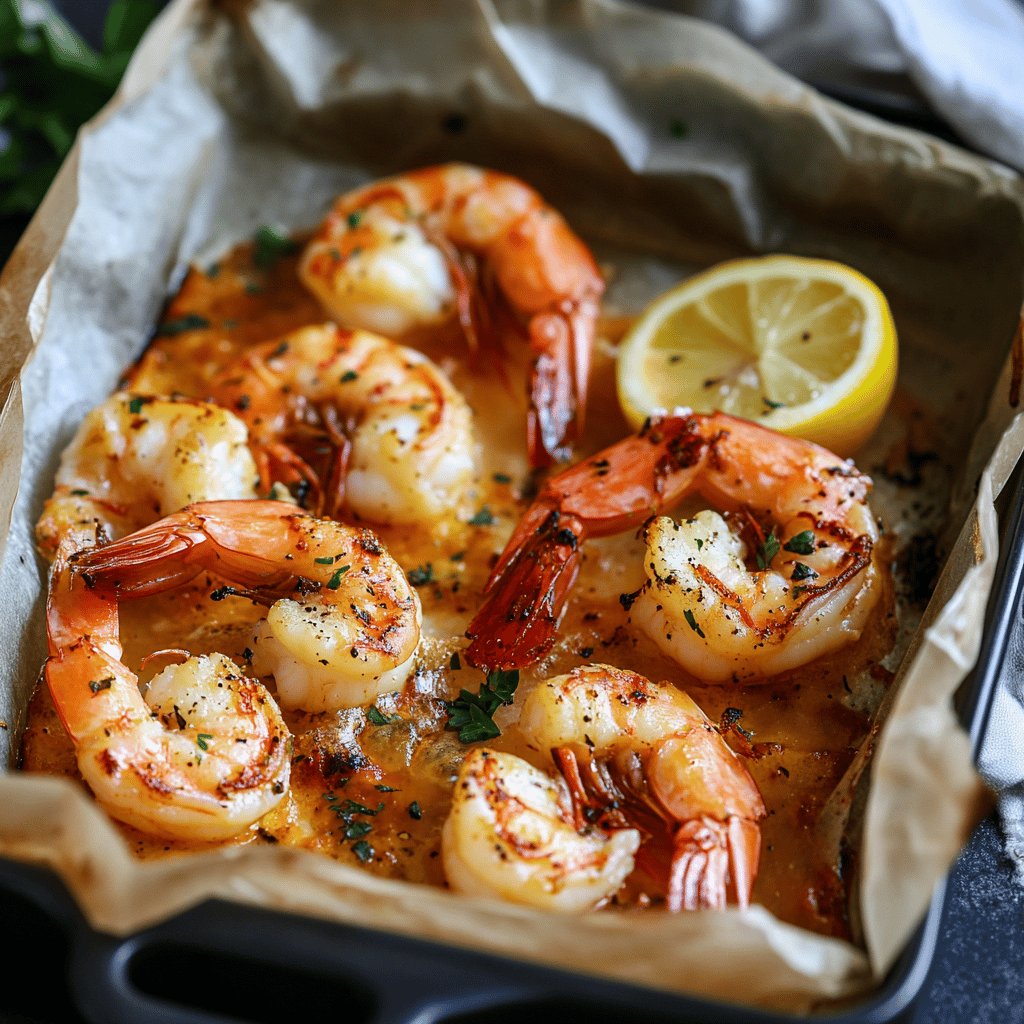 Gambones al horno con limón