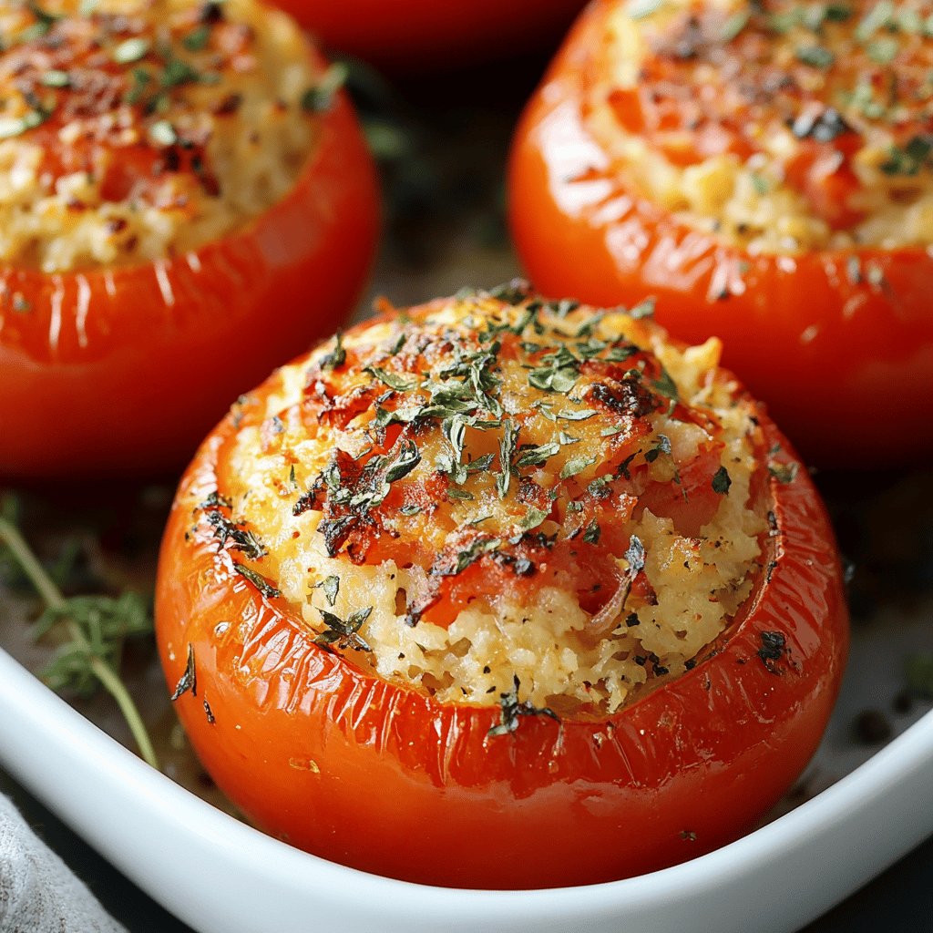 Tomates rellenos vegetarianos al horno