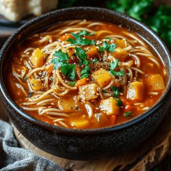 Guiso de fideos sin carne